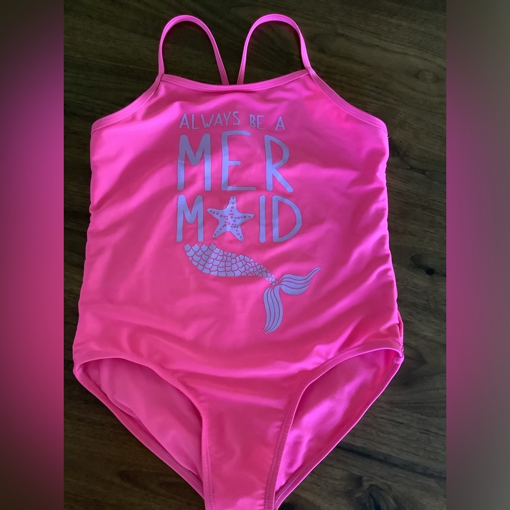 BNWOT girls always be a mermaid one piece bathing suit size 10 to 12
